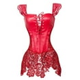 thumbnail image 1 of Grebrafan Corset Viking Cosplay Femme Bustier en Cuir à Armatures Rouge 7TG, 1 of 1