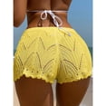 thumbnail image 4 of Women's Hollow Out Drawstring Waist Bikini Cover Up Shorts Tie Front Crochet Cover Up Bottom, 4 of 7