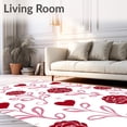 thumbnail image 2 of ODIKA 3'x5' Machine Washable Non-Slip Area Rug, Passionate Rose and with Ornate Scrollwork High Traffic Rug with Pad, Red, 741097, 2 of 8