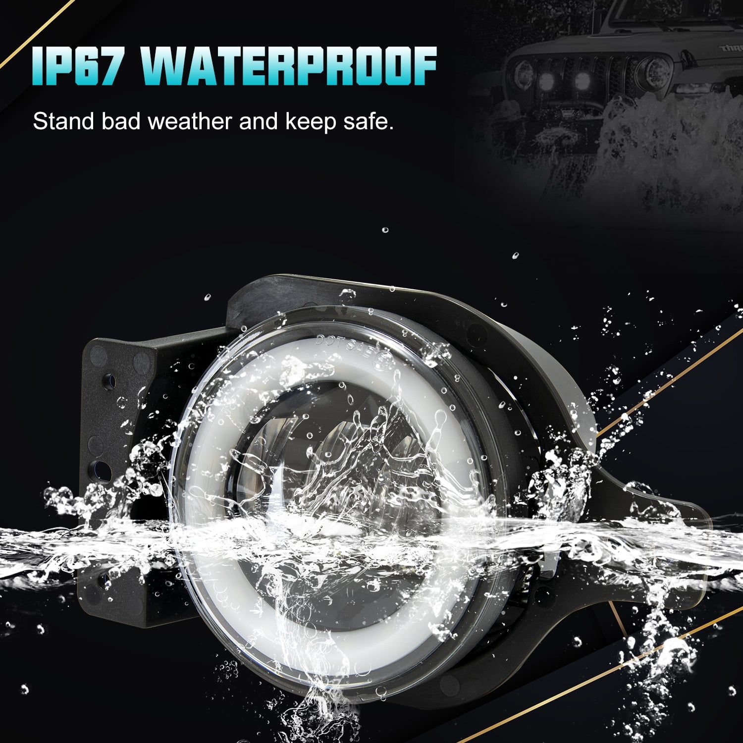 Sunpie (2pcs/set) 4 inch RGBW LED Fog Lights for 2018-2024 Jeep Wrangler JL/JLU Jeep Gladiator (JT)