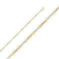 thumbnail image 2 of Wellingsale 14k Tri 3 Color Gold Polished Solid 3mm Stamp Figaro 3+1 Diamond Cut Chain Necklace - 18", 2 of 6