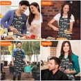 thumbnail image 7 of Black Cartoon Dinosaurs Fossils Pattern Apron-Garden Aprons for Women with Pockets-Cotton Linen Waterproof Kitchen Cooking Gardening Aprons Adjustable for Kitchen,Cooking,BBQ and Salon 33x27 Inch, 7 of 7