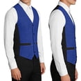 thumbnail image 6 of hoksml Men's Glitter V-Neck Suit Vest, 4 Button Slim Fit Formal Waistcoat with Adjustable Back Strap and Pockets, Wedding Party Dress Vest, 6 of 9