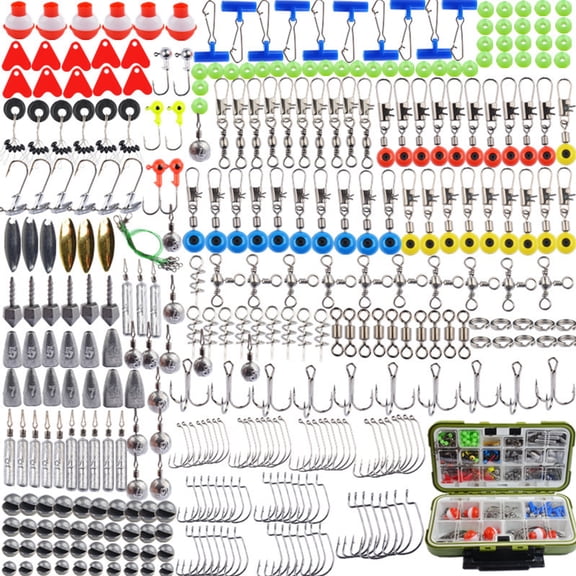 Arcticwind 343PCS Fishing Accessories Kit, Fishing Tackle Box w/ Fishing Hooks, Fishing Swivels, Fishing Beads, Fishing gear Fishing kit for Saltwater & Freshwater Fishing