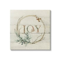 Stupell Industries Seasonal Winter Joy Wreath Graphic Art Gallery Wrapped Canvas Print Wall Art, Design by Carol Robinson