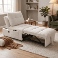 thumbnail image 7 of Single Sofa Bed Without Armrests Soft Teddy Fabric Texture Skin-Friendly Built-in USB Charging Port Side Storage Pocket Adjustable Backrest Ideal for Small Apartment Living Rooms or Studies, 7 of 7