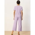 thumbnail image 4 of DARING DIVA Women's Ribbed Knit Round Neck Short Sleeve Pajamas Set S Purple, 4 of 7
