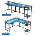 thumbnail image 2 of 68" L Shaped Gaming Desk, Computer Desk with Power Outlets & LED Lights, Home Office Desk with File Drawer, Corner Desk with Monitor Shelf and Hook, Two Person Desk, 2 of 9