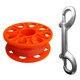 thumbnail image 5 of Carrete de dedo ligero de alto rendimiento para buceadores con clip de perno y tecnología de buceo en naufragios naranja, 5 of 9