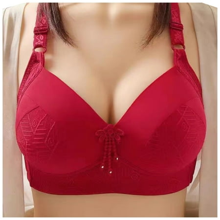 BYHONG Comfortable Seamless Full Coverage Bra for Women Wireless Bras with Soft Support Regular and Plus Size Red 36