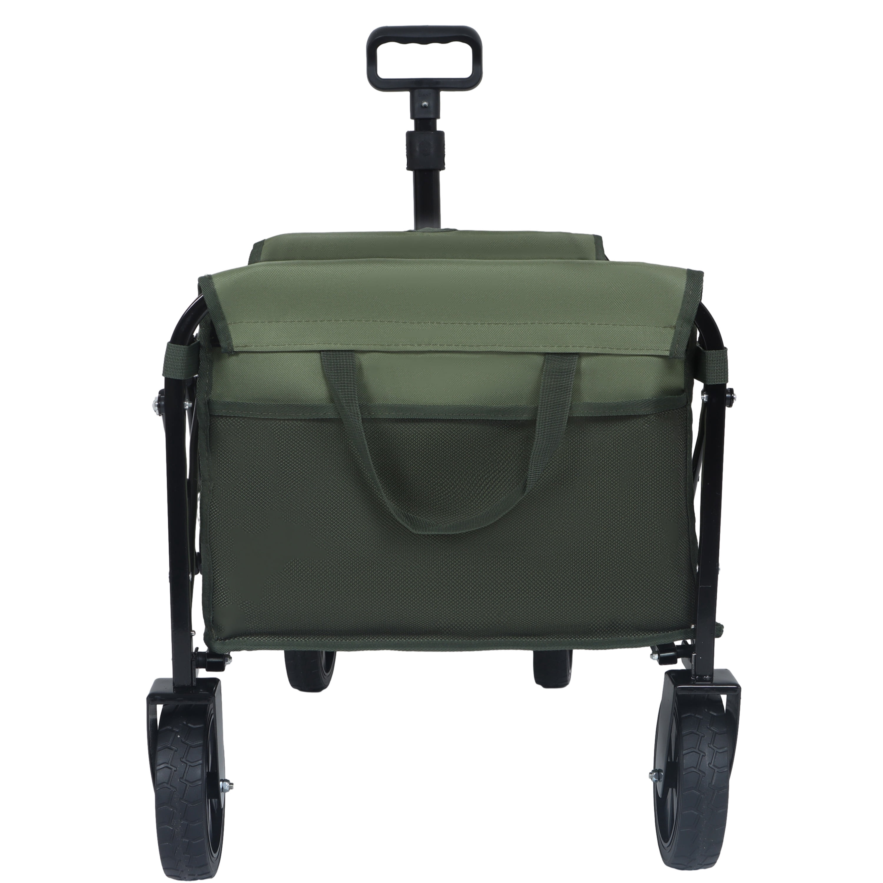 Expandable Dual Layer Collapsible Utility Wagon, 225 LBS All Terrain Grocery Cart with 360° Swivel Wheels for Camping Shopping Gardening Fishing, Army Green