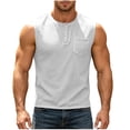 thumbnail image 4 of Horkkom Tank Tops Men Solid Color Button Sleeveless Shirts Vacation Workout Casual Shirts with Pockets, S-3XL, 4 of 8