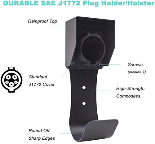 Tesla and so on Hyundai MAX GREEN IEC 62196-2 EV Charger Holder Wall-Mount Electric Vehicle Connector Nozzle Holster Dock and J-Hook for BMW Volvo 