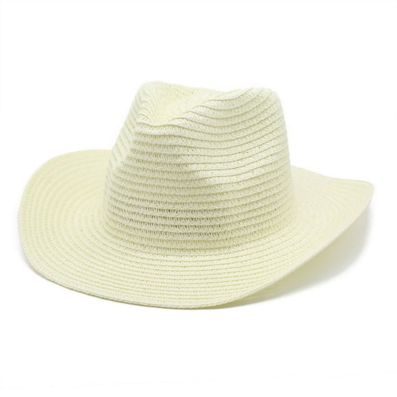 Hauaitttt Women Men Summer Western Cowboy Hat Shapeable Straw Hat Hollowed Out Sun Hat Fisherman Hat River Rafting Hats for Women Beach Leek Hat Womens Beach Fedora Hat Womens Fedoras Wide Rim Hat