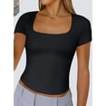 thumbnail image 5 of Gynyvoja Women'S Short Sleeve Tshirts Square Neck Cute Crop Tops Spring Summer Basic Tees Workout Going Out, 5 of 9