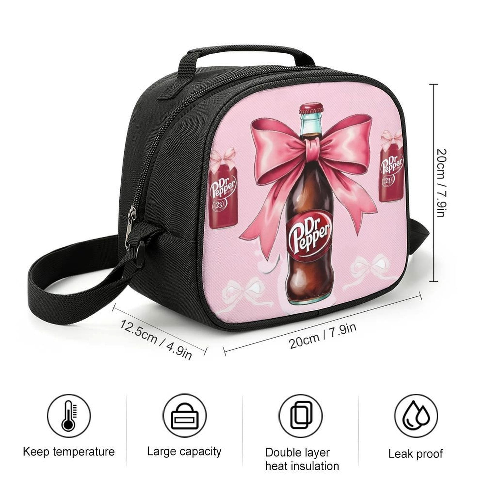Dr.Pepper Cartoon Lunch Bags Are Suitable For Work Travel And Outdoor Activities One size