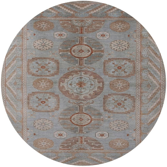 Ahgly Company Machine Washable Indoor Round Industrial Modern Rose Dust Purple Area Rugs, 3' Round