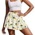 thumbnail image 2 of Xoenoiee Tropical Pineapple Flower Print High Waisted Tennis Skirt for Women Pleated Skorts Skirts with Pockets Casual Golf Skorts for Athletic Running, L, 2 of 6