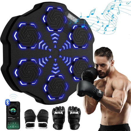 2025 Latest Music Boxing Machine with 4 Gloves, Large Size Wall Mounted Electronic Boxing Target for Adults&Kids, Smart Bluetooth Punching Trainer with 9 Speed&Modes, Home Gym Workout
