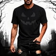 thumbnail image 2 of Bibifish Mens T Shirts Short Sleeve Crew Neck Hidden Pumpkin Face Print Tees Minimal Halloween Basic Casual Tops, 2 of 4