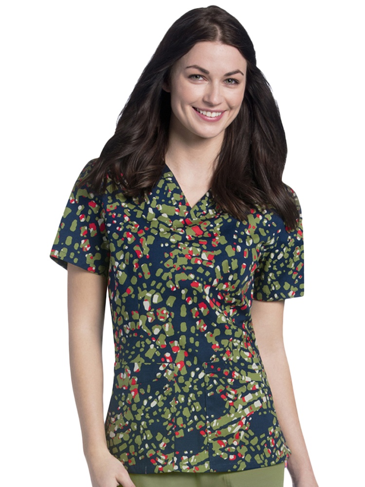 Urbane Scrubs Urbane Essentials Women's VNeck Abstract Print Tunic
