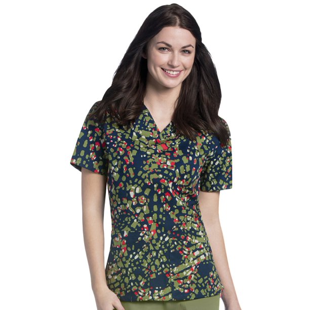 Urbane Scrubs Urbane Essentials Women's VNeck Abstract Print Tunic