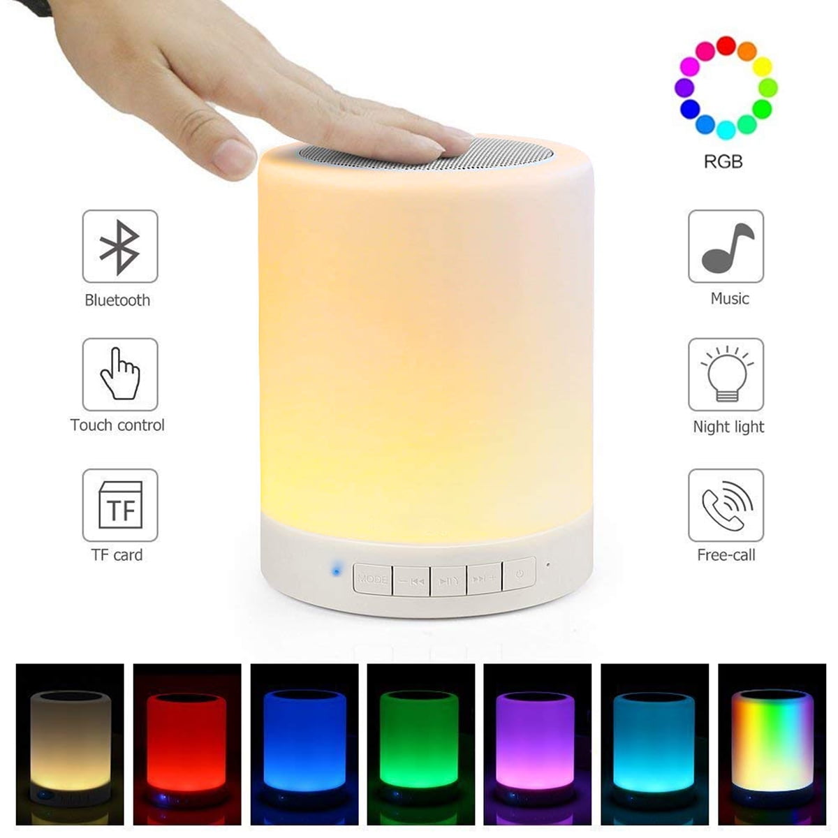 Portable Wireless Bluetooth Speakers Color LED Speaker Sound Bar Night Light Bluetooth Speaker,Touch Control 
