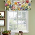thumbnail image 4 of 2 Pack Valances for Windows, Spring Colorful Floral Window Valances for Living Room/Bedroom/Bathroom, Yellow Purple Pastoral Flowers Light Filtering Kitchen Curtain Valance 60"W x18" L, 4 of 9