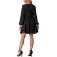 thumbnail image 3 of Vestidos de Otoño para Mujeres INSPIRE CHIC con Cuello Redondo, Manga Larga, Cintura Ajustable, Volantes, Mini Vestido Skater XL Negro, 3 of 5