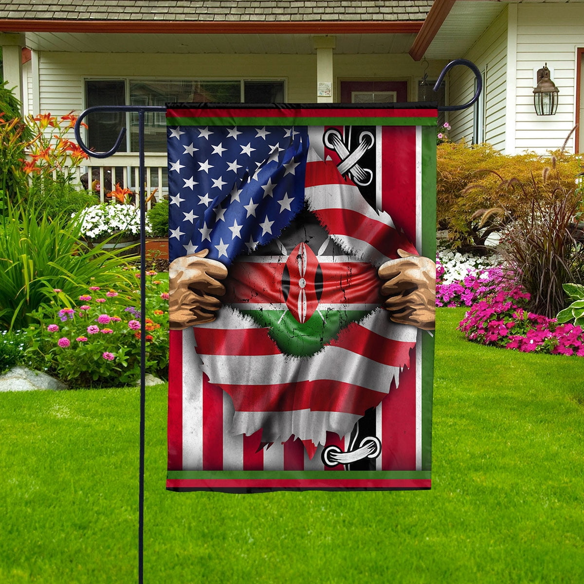 Flags Proud Kenyan American Flag Ripped flag Kenya strong House Flag, Double-Sided Decorative Outdoor Flag, Patriotic Polyester Yard Flag 29.5 x 39.5 in