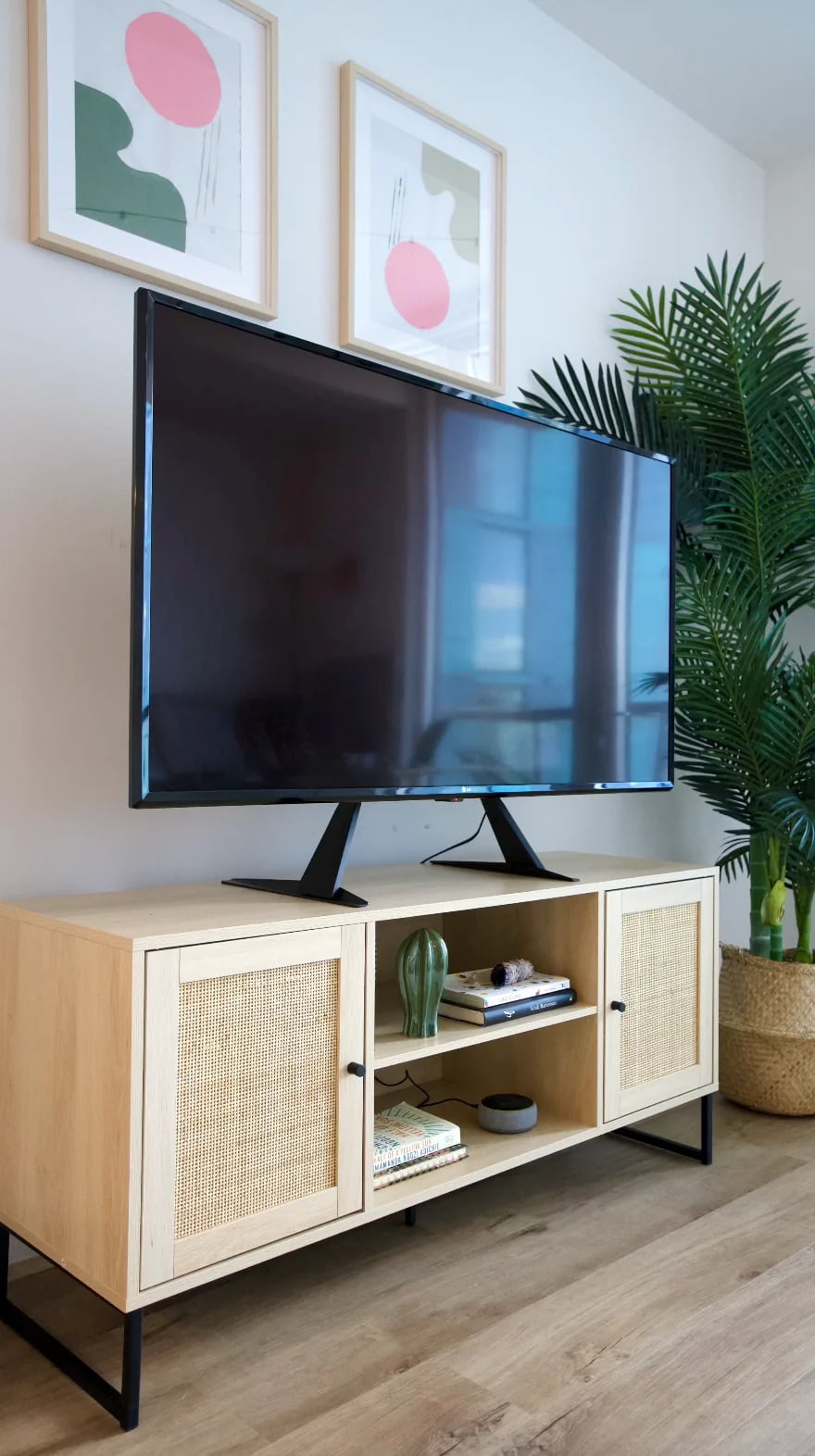 Nathan James Mina TV Stand with Doors for TVs up to 55", Oak