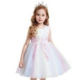 thumbnail image 1 of KAWELL Flower Girls Party Dress Embroidery Sleeveless Rainbow Mesh Tulle Princess Lace Ball Gown Prom, 1 of 3