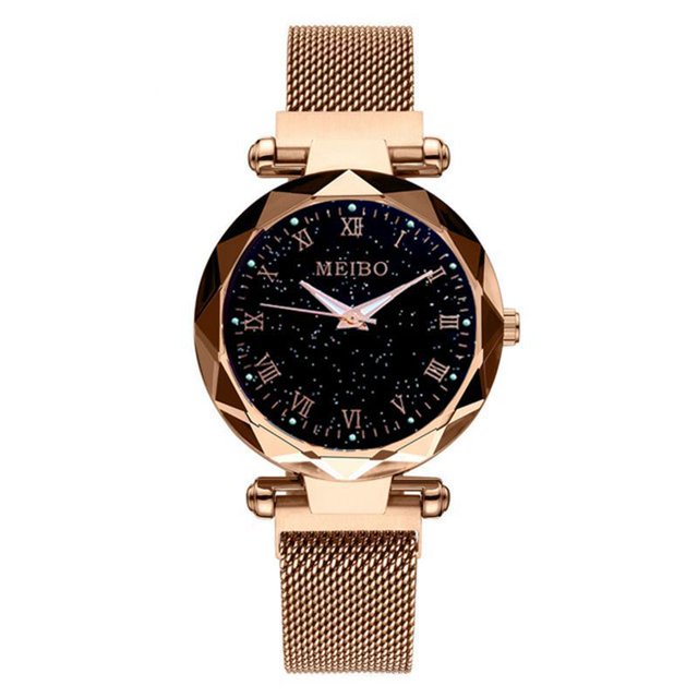 Reloj de pulsera con hebilla magnética literal pequeña para mujer, moderno y sencillo, con trémolo y luminoso