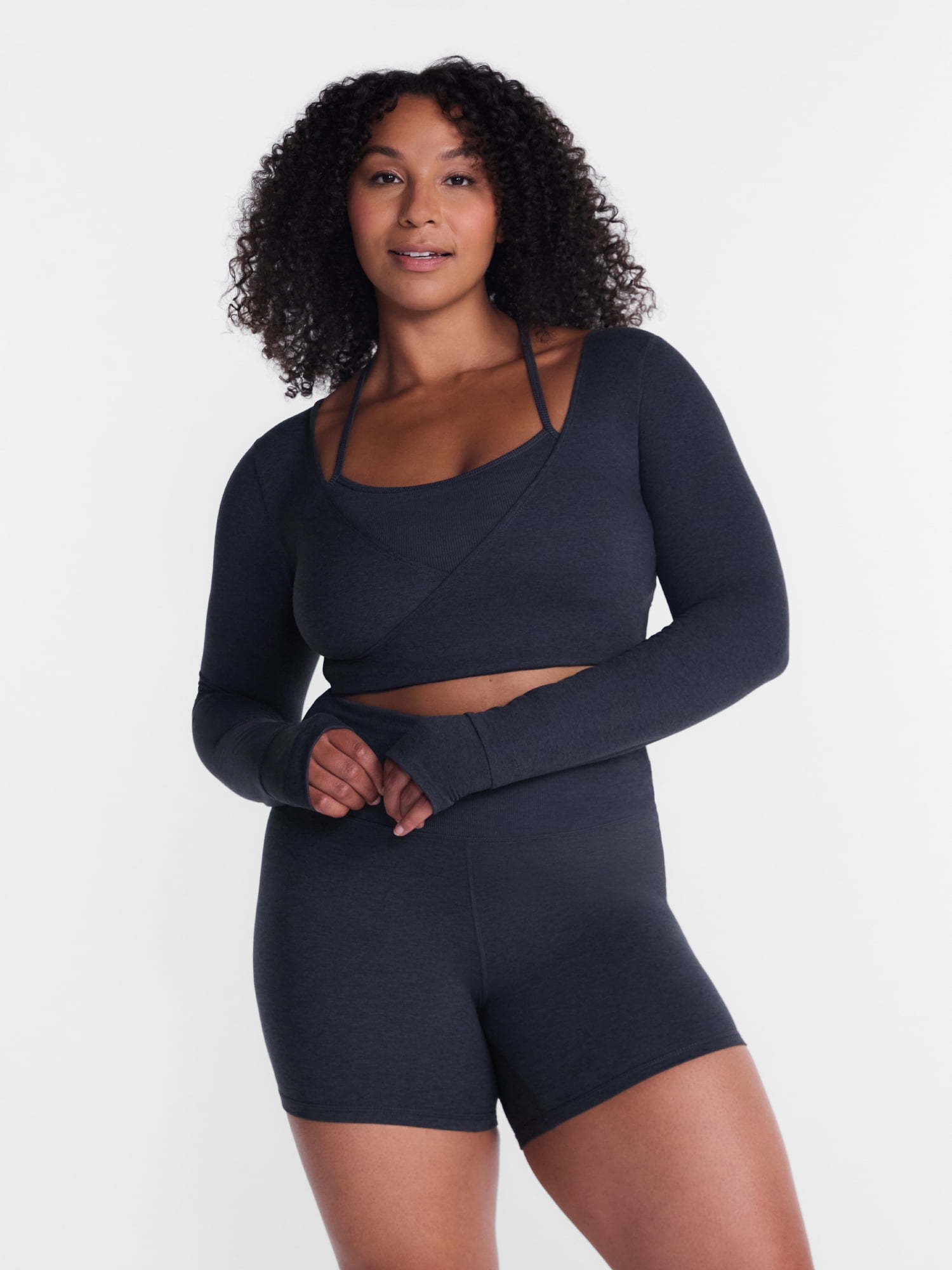 Athletic Works Women's ButterCore Wrap Top with Built In Bra, Sizes XS-XXXL