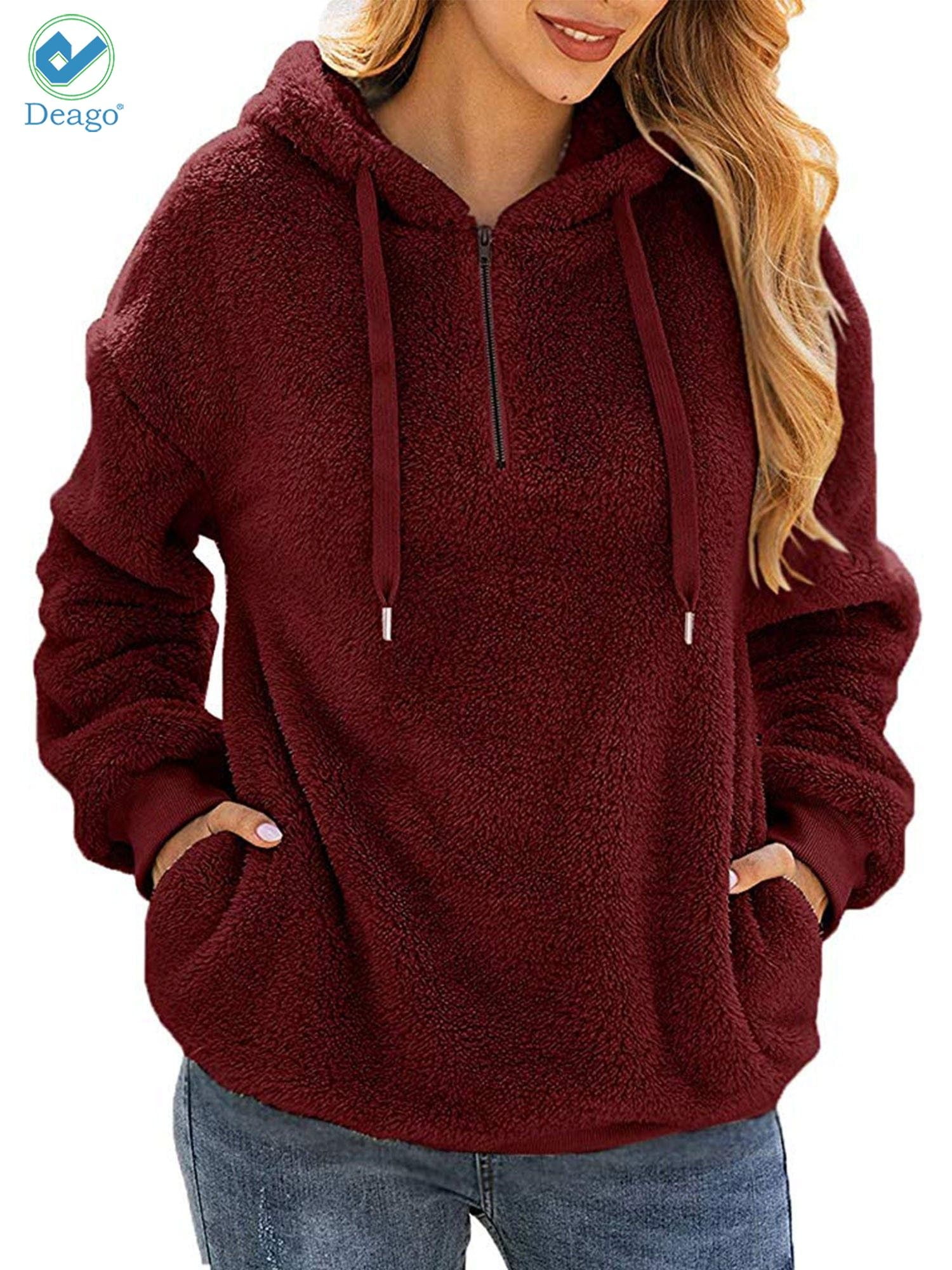 red and black sherpa pullover
