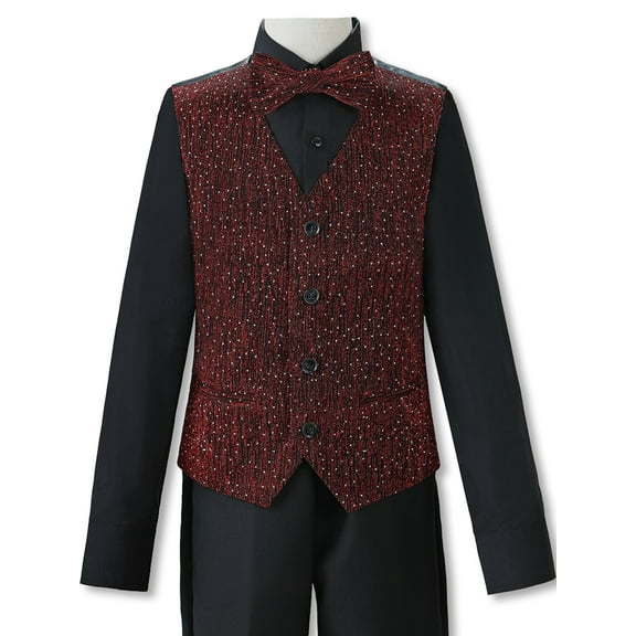 Kids World Boys' 4-Piece Vest Suit Color: burgundy Size: 8
