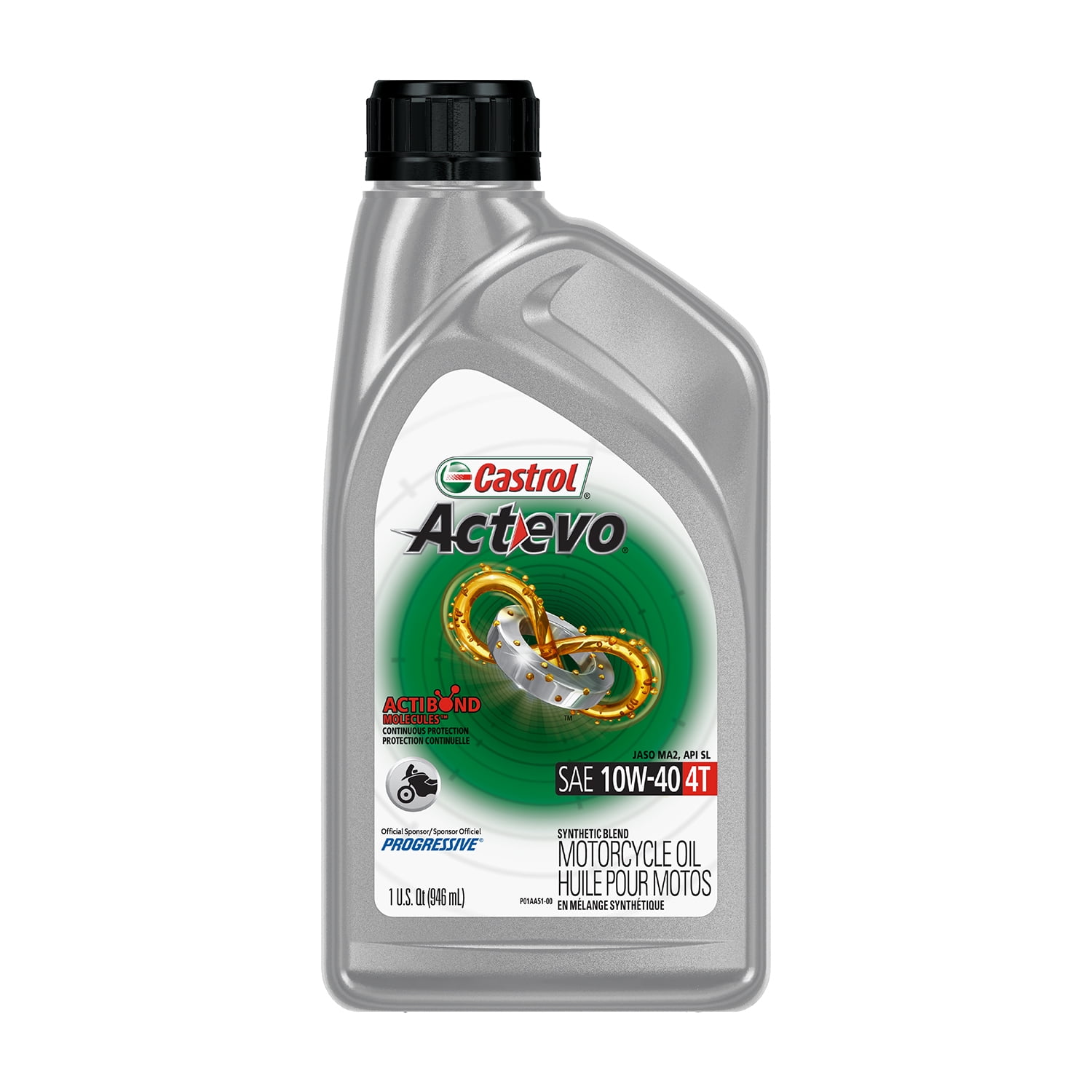 Castrol Actevo 4T 10W-40 Part Synthetic Motorcycle Oil, 1 Quart