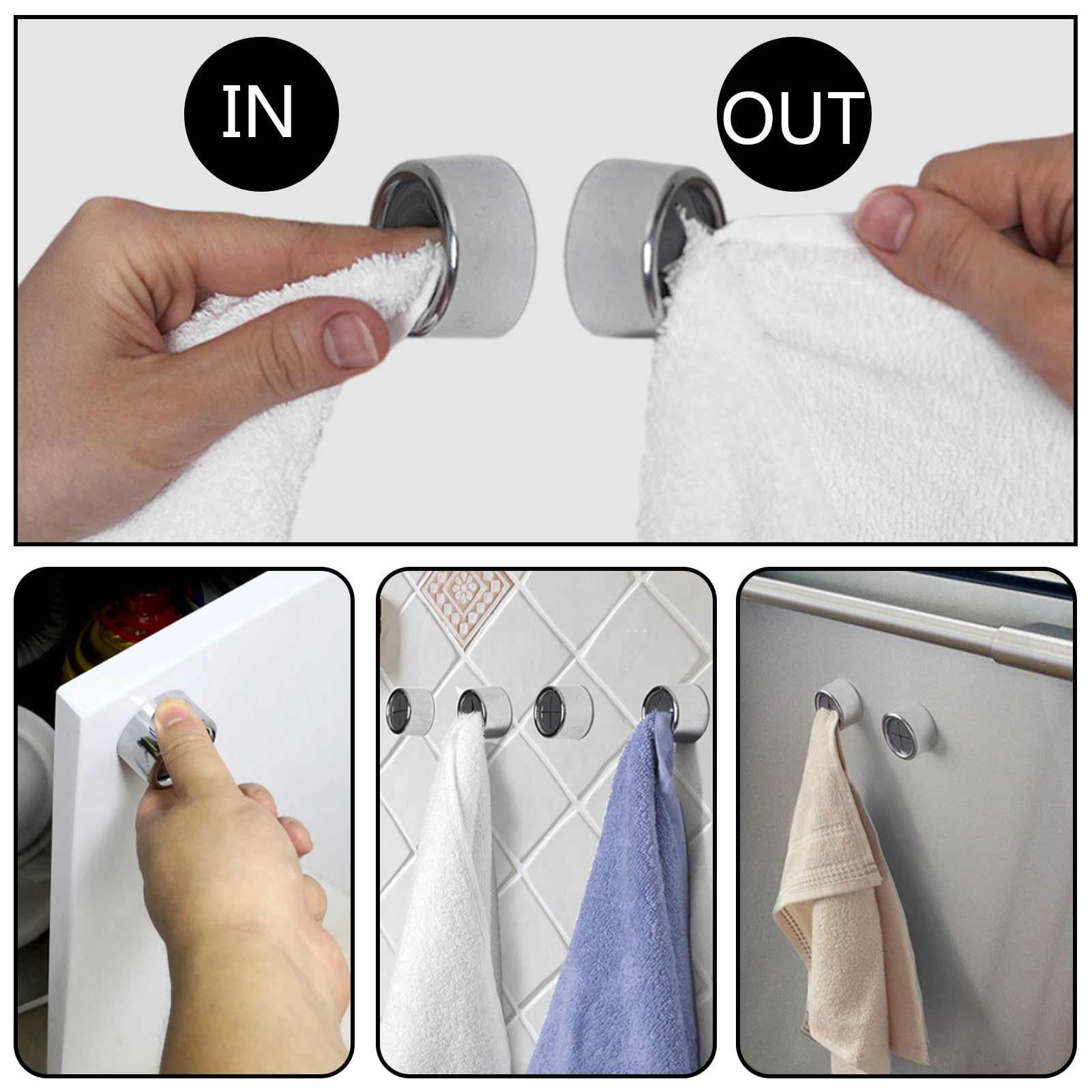 4 Packs Hanging Tea Towel Clips Towel Hangers Rack Hand Towel Hook