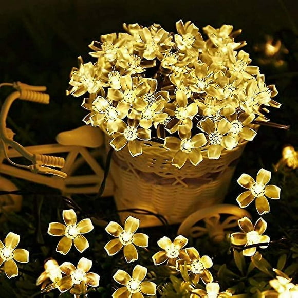 Fairy String Lights Christmas Decorative Lights 50 Leds, Tail Plug Connectable Cherry Flower Decoration Novelty Light For Party, Patio, Wedding, Home