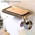 thumbnail image 2 of Soporte de papel higiénico de bronce, soporte de papel higiénico de latón antiguo, soporte de papel de baño montado en la pared Premium con estante y gancho kaili Sencillez, 2 of 5