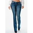 thumbnail image 2 of Grace In La Women's Medium Wash Mid Rise Geo Pocket Stretch Bootcut Jeans Medium Wash 31W x 34L, 2 of 3