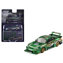 Nissan Silvia (S15) LB-Super Silhouette RHD "Fausto Racing 2024" Green Metallic Limited Ed 1/64 Diecast Model Car by Mini GT