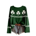 thumbnail image 4 of Women's Oversized Sweaters 2026 St. Patrick's Day Shamrock Graphic Knit Sweatshirts Long Sleeve Round Neck Y2k Spring Tops, 4 of 5