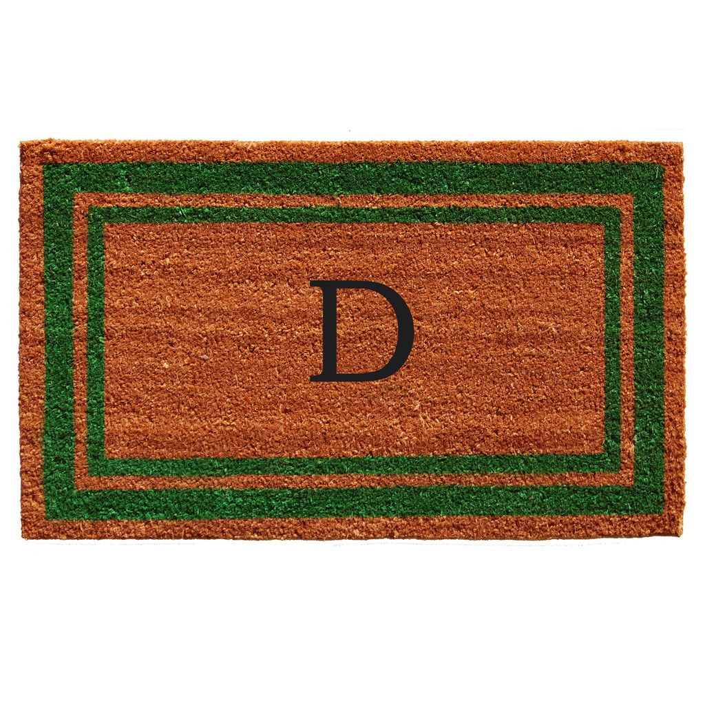 Momentum Mats Green Border Monogram Doormat (1'6 x 2'6)