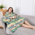 thumbnail image 5 of Oversized Wearable Blanket Hoodie,Colorful Dinosaurs Stripe Pattern Sherpa Blanket Hoodie with Super Pockets,Super Warm Fuzzy Pullover for Women & Men, 5 of 6