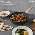thumbnail image 4 of Non Stick Wok with Lid 12''/5.3QT  Cookware, Induction Compatible All Stovetop Wok Pan, 4 of 6