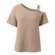 thumbnail image 4 of Top de manga corta de punto con hombros descubiertos para mujer - Blusa informal ligera - Conjunto de verano de color liso - S-XXL, 4 of 5