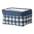 thumbnail image 2 of Hauiodp Blue Checkered Canvas Basket, Canvas Foldable Box, Small Storage Bin, Small Fabric Rectangular Storage Basket, Collapsible Bin for Toy and Clothes Storage, 2 of 7