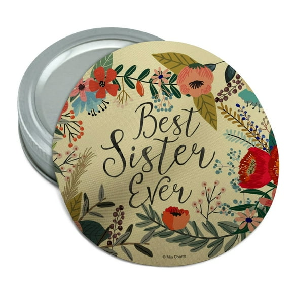 Best Sister Ever Floral Round Rubber Non-Slip Jar Gripper Lid Opener