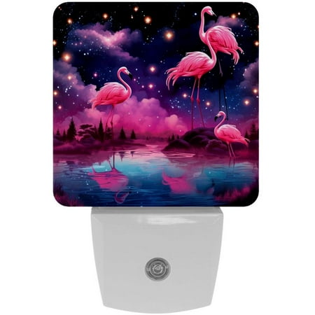 

Starry Flamingos LED Square Night Lights for a Bright and Stylish Ambiance - Ideal for Bedrooms and Hallways - Energy Efficient Plugin Lamps with Auto Sensor